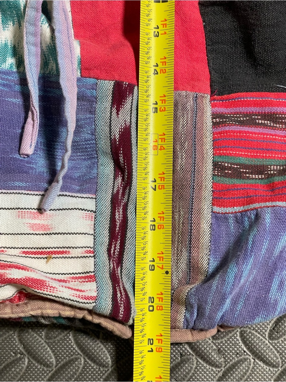 El Huarache Imports Bohemian Hand Woven Patchwork Drawstring Multicolor Backpack - Picture 6 of 13